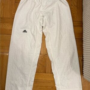 Adidas White Jacquard Logo Track Pants